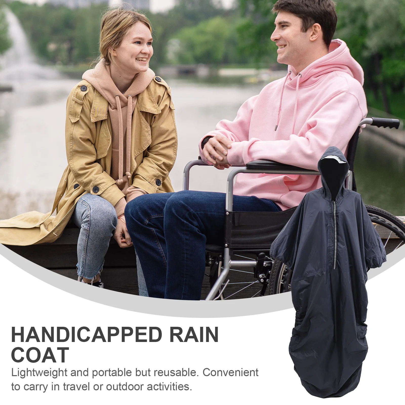 

1Pcs Waterproof Raincoat Navy Lightweight Durable Wheelchair Rain Cape for Elderly Handicapped Outdoor Protection