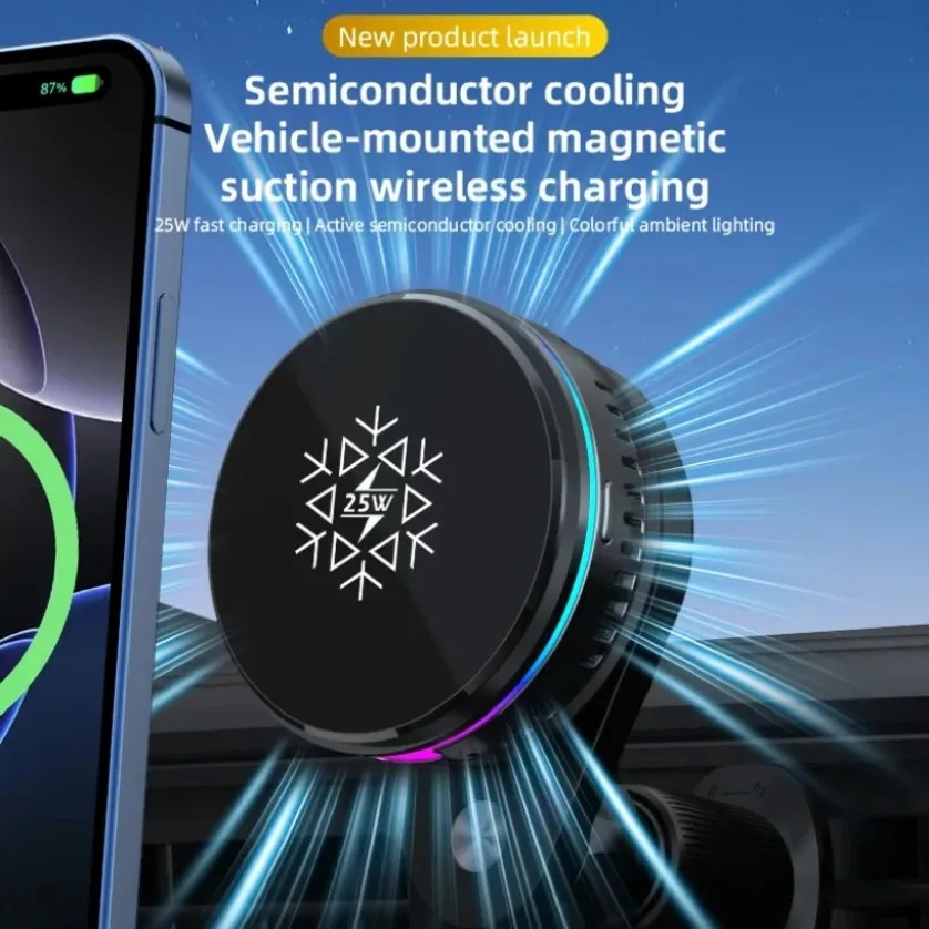 エアコン吹き出し口用スマホホルダー-25w-ワイヤレス充電器-マグネット式-iphone-17-16シリーズ-samsung-s26-ultra-pixel-10-pro-xl-360対応-°-黒