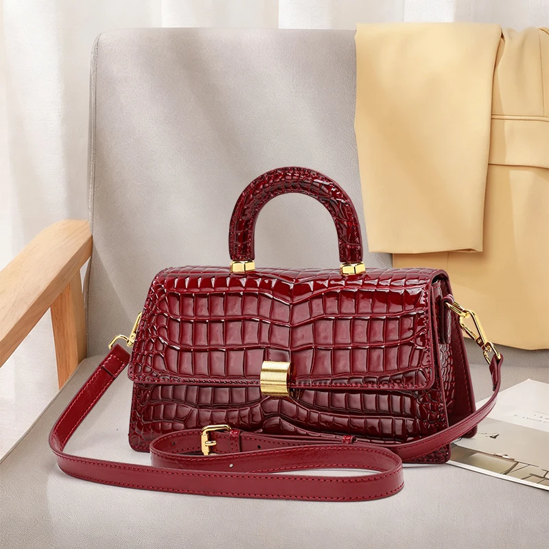 Aidrani Genuine Leather Crossbody Bag for Women, 2026 New Arrival, Large Capacity, Crocodile Pattern, Luxury High-end Handbag