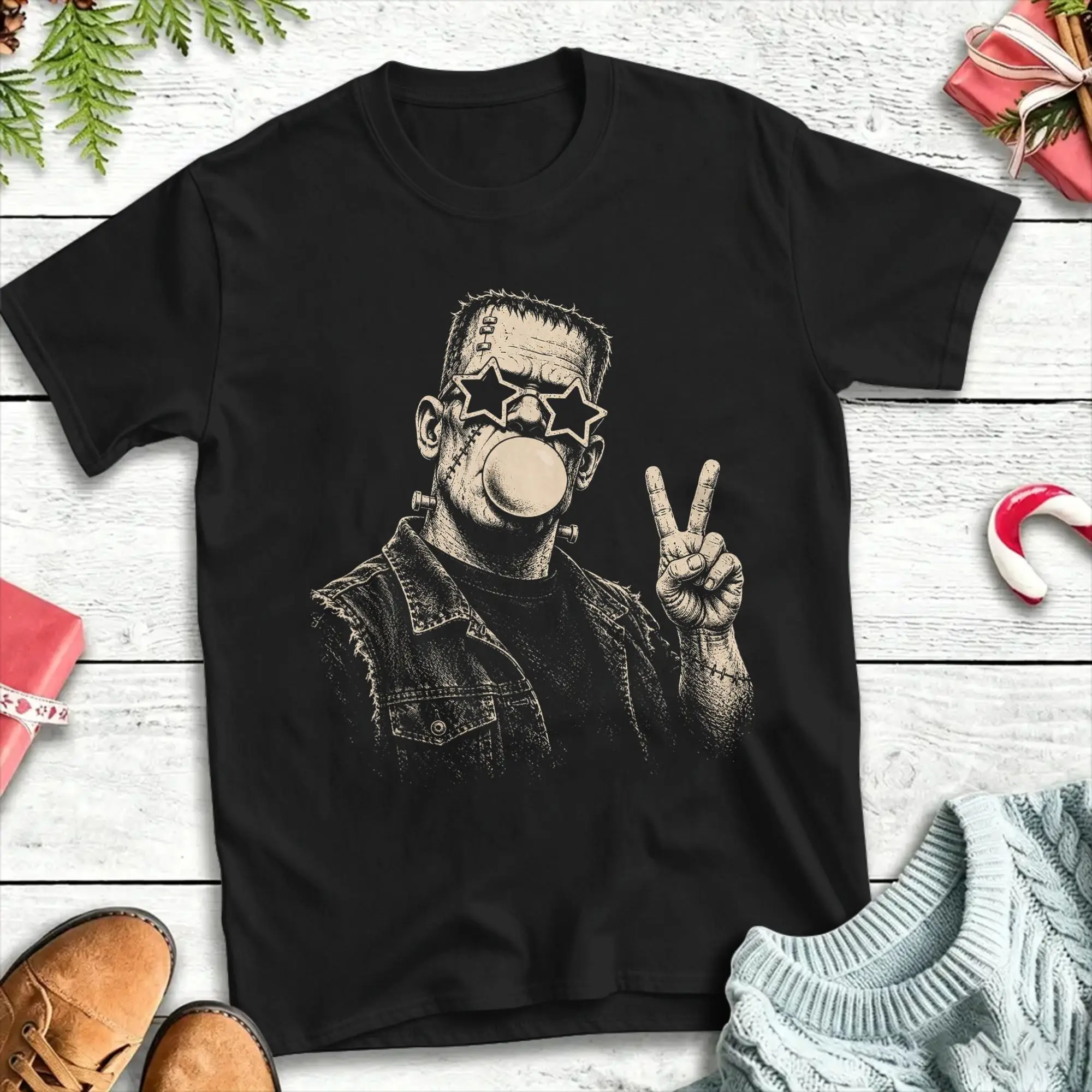 Frankenstein Bubble Gum T Shirt Summer  Harajuku T-Shirts Cotton O Neck Plus Size 5XL Clothing Short Sleeve Vintage Tops