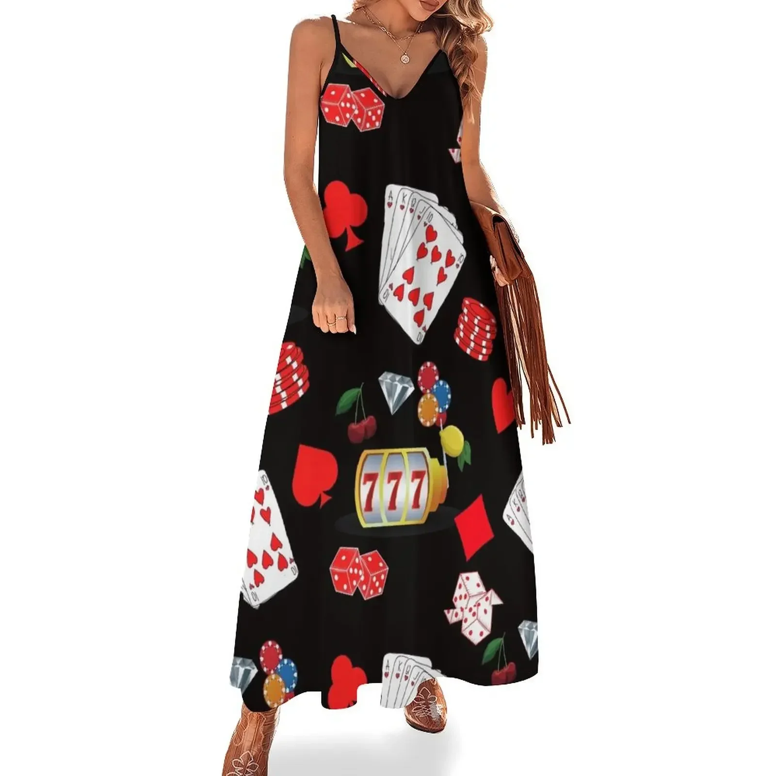 

Casino Gambler Poker Pattern Sleeveless Dress luxury evening dresses for women 2025 Summer women's clothing sexy dress Dress