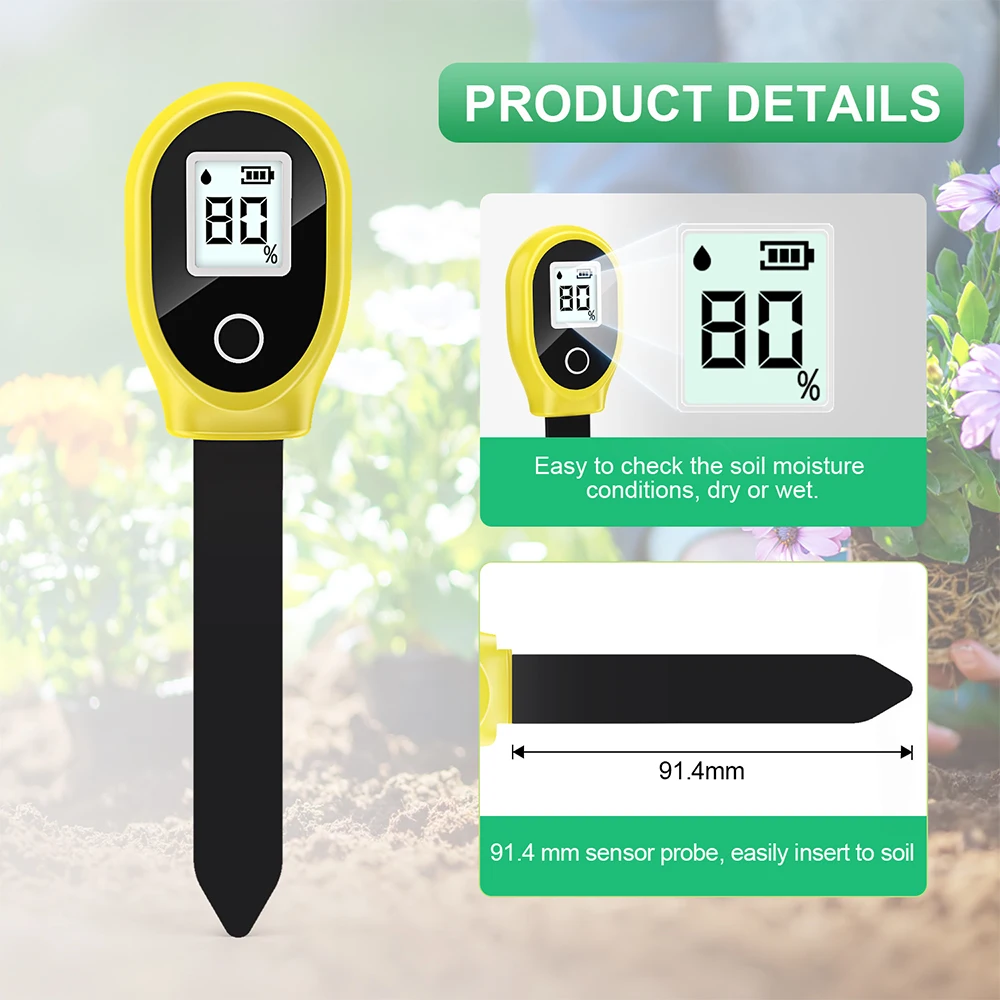 Soil Moisture Meter Mini LCD Digital Soil Hygrometer Garden Flowers Plants Soil Humidity Detector Water Content Analyzer