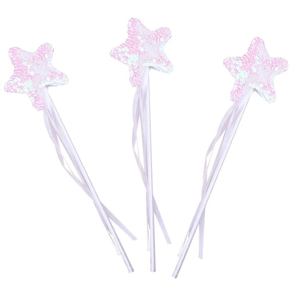 

Sequin Kids Fairy Stick Girls Angel Wands Star Shaped Decorative Party Photo Prop Stage Performance Gift Bright Color