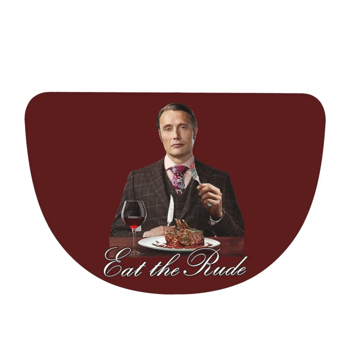 Mads Mikkelsen Hannnibal Eat The RudeSoft Flannel Half Round Doormat Non Slip Bathroom Mat Absorbent Floor Carpet for Garage