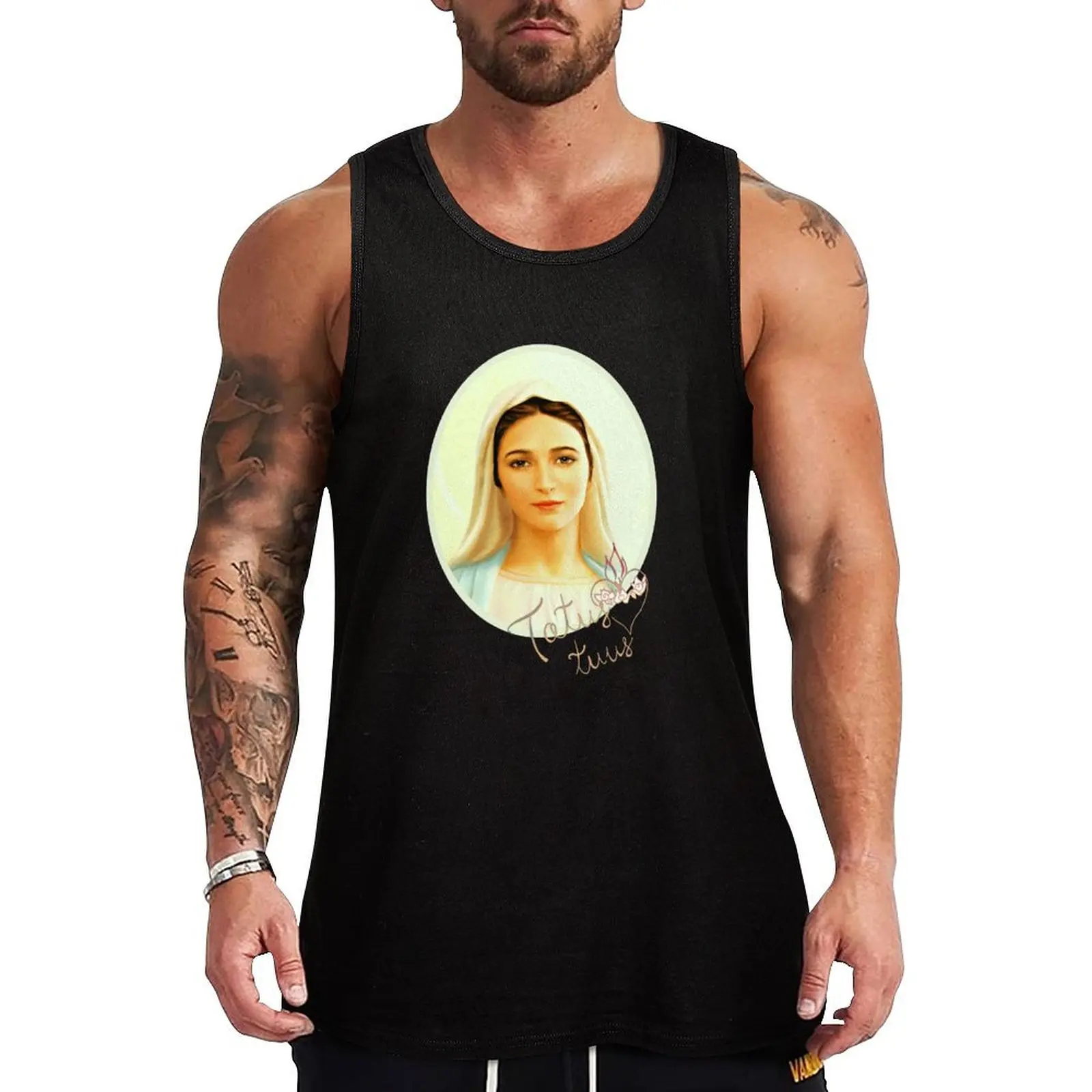 Virgin Mary, Majka Marija Our Lady of Medjugorje Totus Tuus Tank Top Men's vest t shirt Vest for boy gym Men's t-shirts