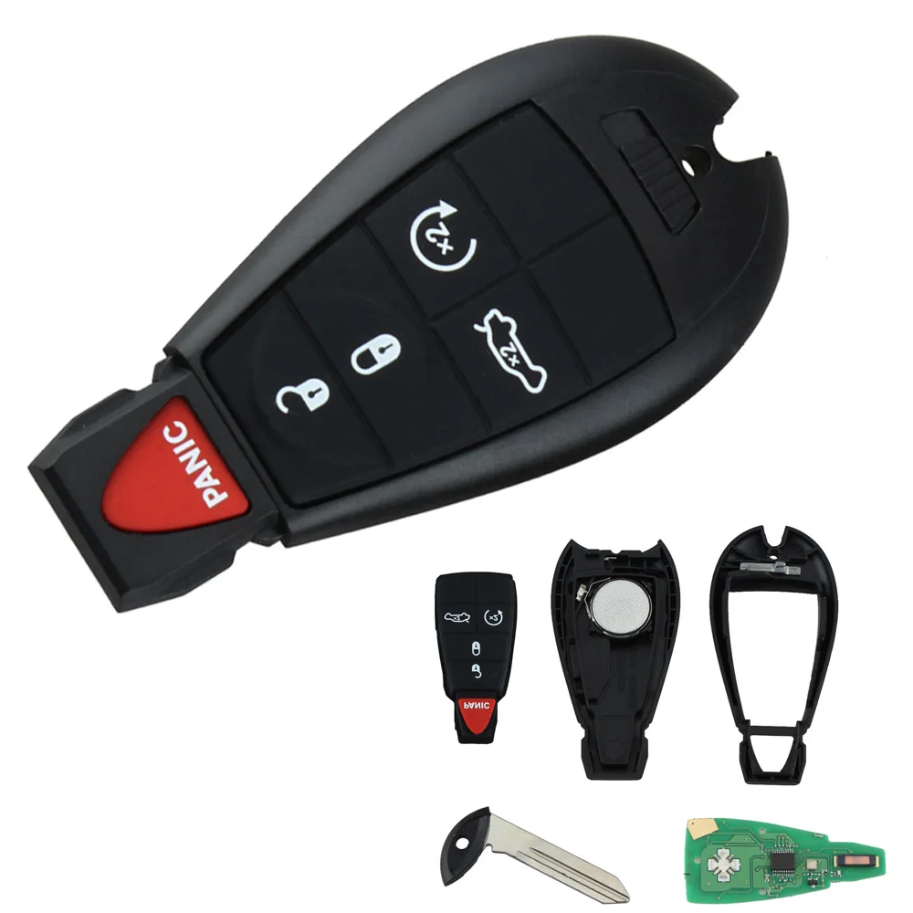 

5 Buttons Uncut Replacement Keyless Entry Car Key Fob Trunk Remote Start Fit for Chrysler Dodge Challenger / Charger