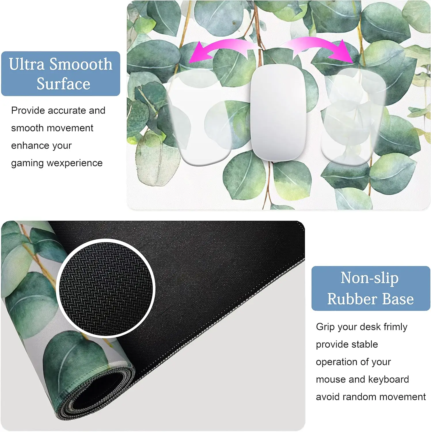 Podkładka pod mysz Nature Desk Mat Green Desk Pad Cute Office Decor Mousepad Plant XXL Large Extended Gaming Deskpad Laptop Keyboard Mat