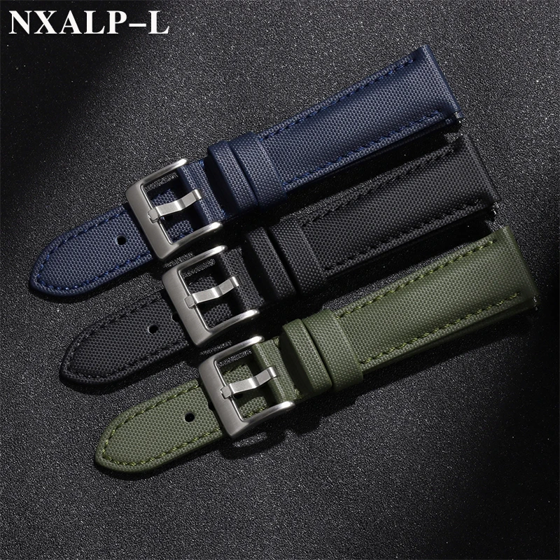 20mm 22mm Quality Sailcloth Leather Watch Strap for Seiko Belt Waterproof Fabric Watchband Qucik Release Wristband Accessories