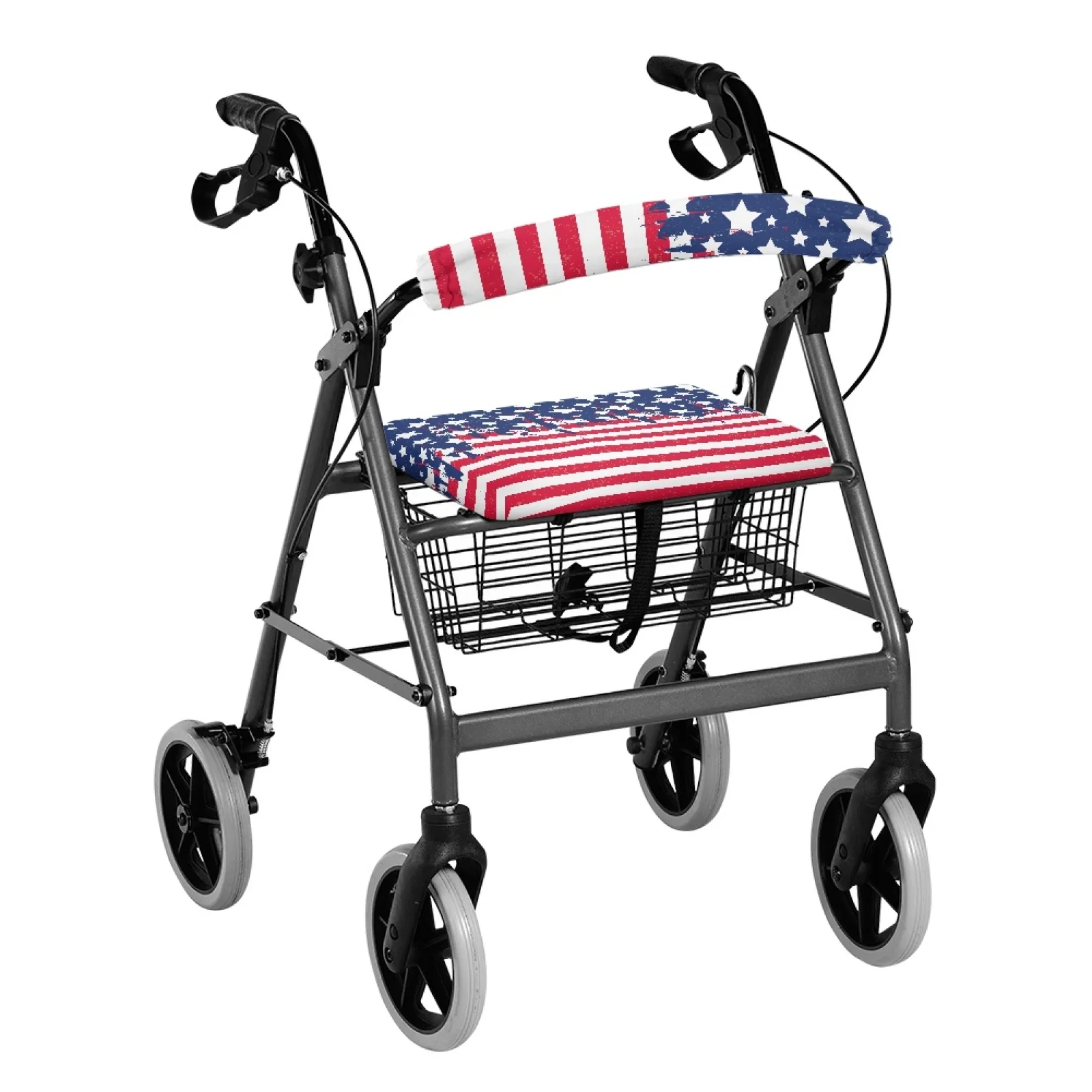 Coloranimal American Flag 2 Pieces Set Rollator Decorations Polyester Walker Cover for Friends