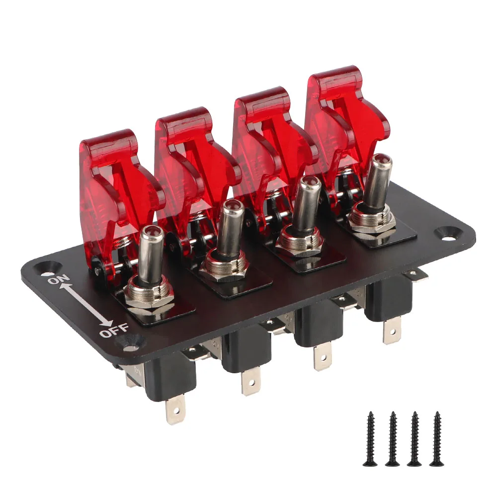 Auto-Zündschalter-Panel mit Startknopf und LED-Anzeige für Rennwagen 12V 20A 4-Wippschalter-Panel – Detail 11