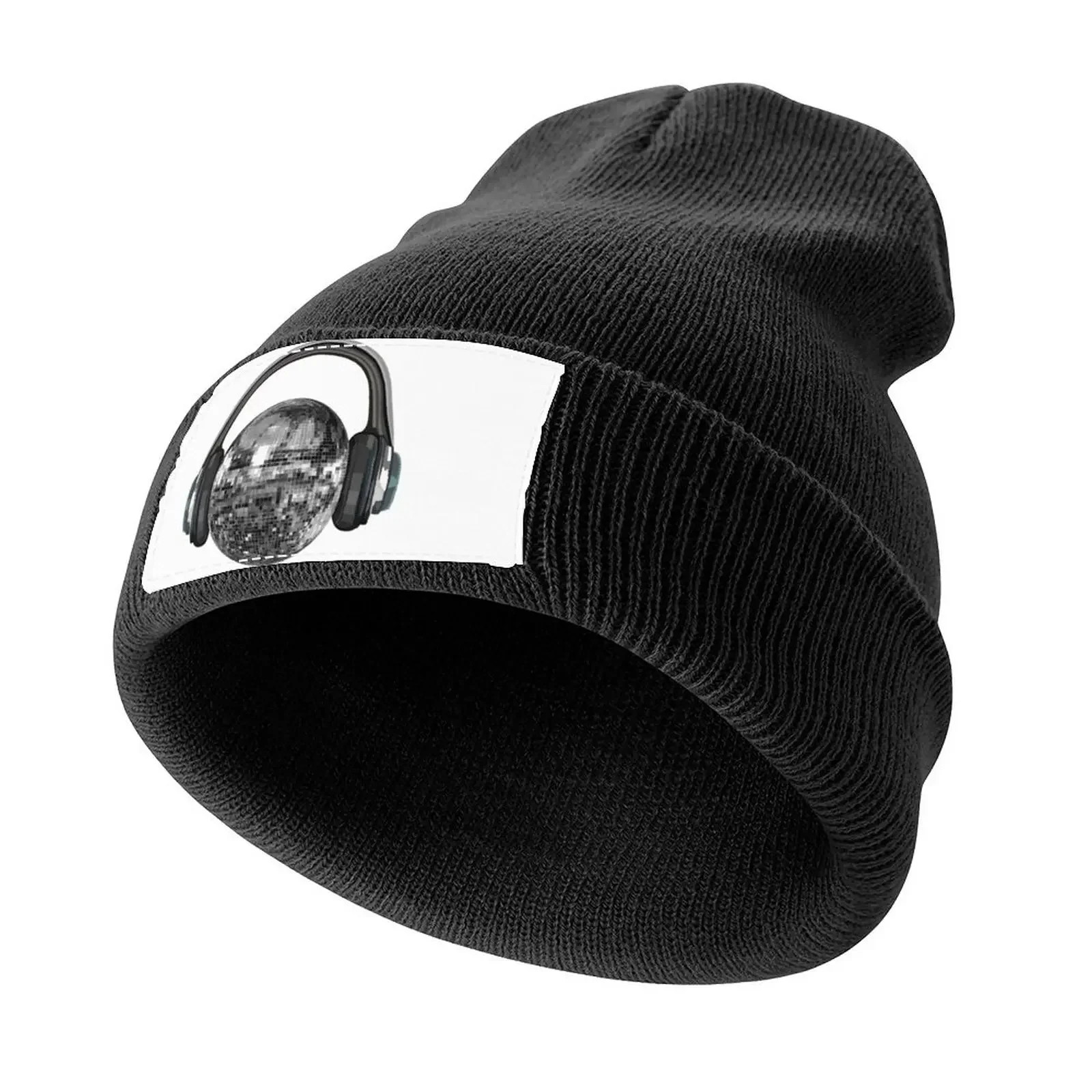 Silver Disco Ball with Headphones Knitted Cap |-F-| New In The Hat Man Women's