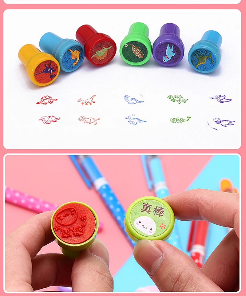 10pcs Children stamp Baby Toys Smiley Face Seal Assorted Self-ink Stamps Scrapbooking DIY Toys Children Toy Seal Stamps for Kids