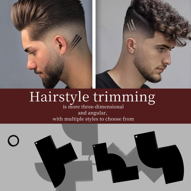 4Pcs Plastic Hair Styling Cards, Water-Resistant Easy to Clean Reusable Haircut Templates for Salon Barber Use