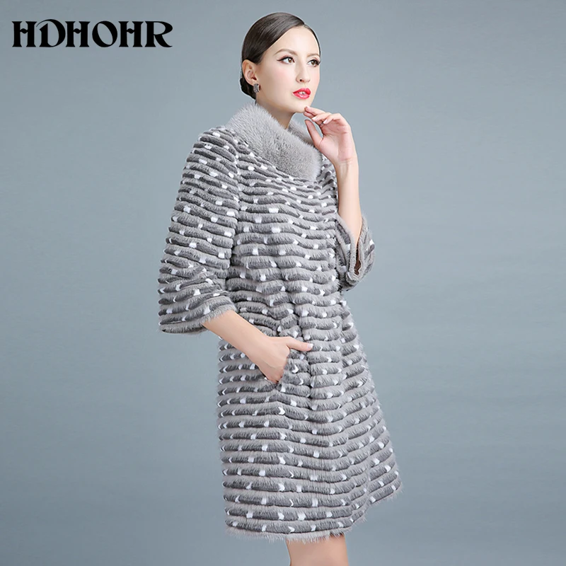 HDHOHR 2024 New Winter Women Fur Coats Real Mink Fur Coats Genuine Leather Short Fur Jacket Warm  Long Outerwear New Fur Clothes