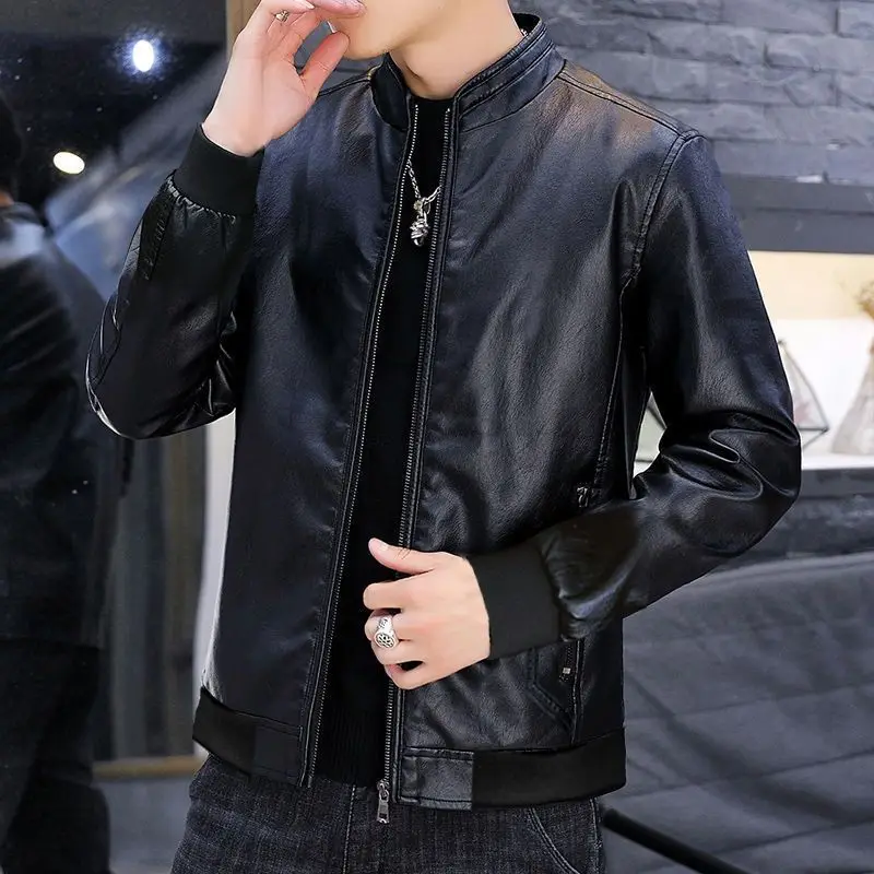 Men's Winter Slim Fit Leather Jacket Short Design with Insulated Heating Soft Genuine Leather Coat for Outdoor Activities