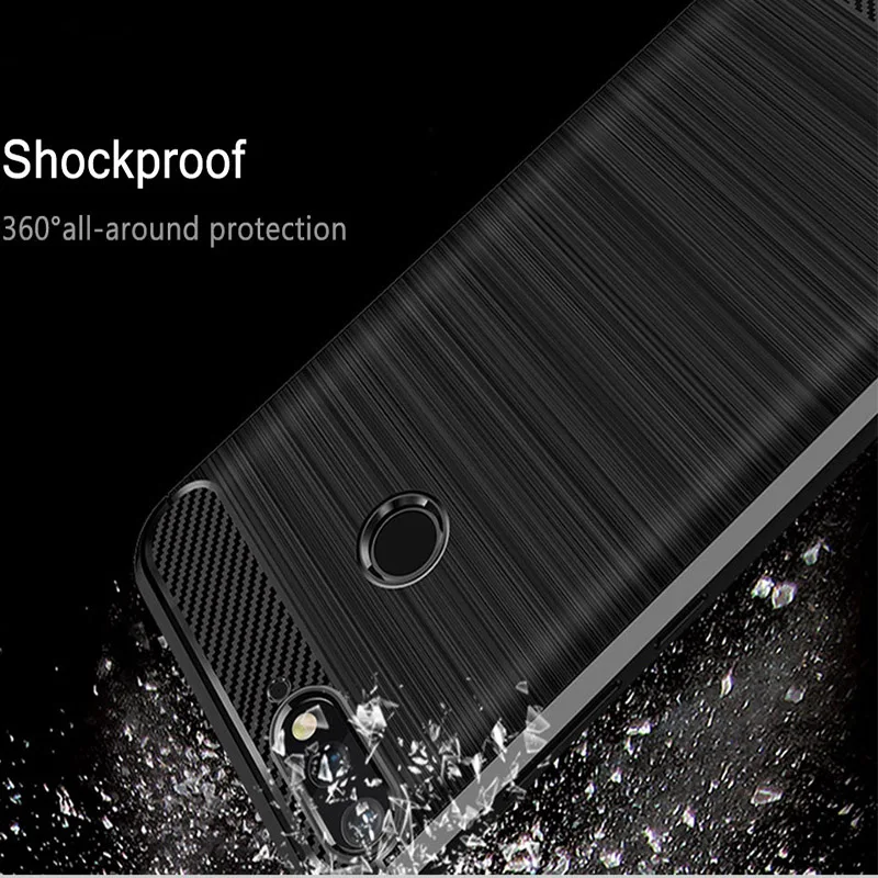 Luxury Carbon Fiber Case for Huawei Y6 2018 Full Protective Soft Phone Cover for y6 2018 Huawey Shockproof Silicone Case