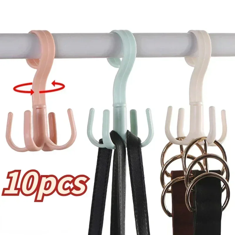 1/2/4/10Pcs 360° Rotating Hanger Hooks Space Saving Wardrobe Organizer Clothes Rack Bag Shoes Scarf Hanger Closet Hanging Holder