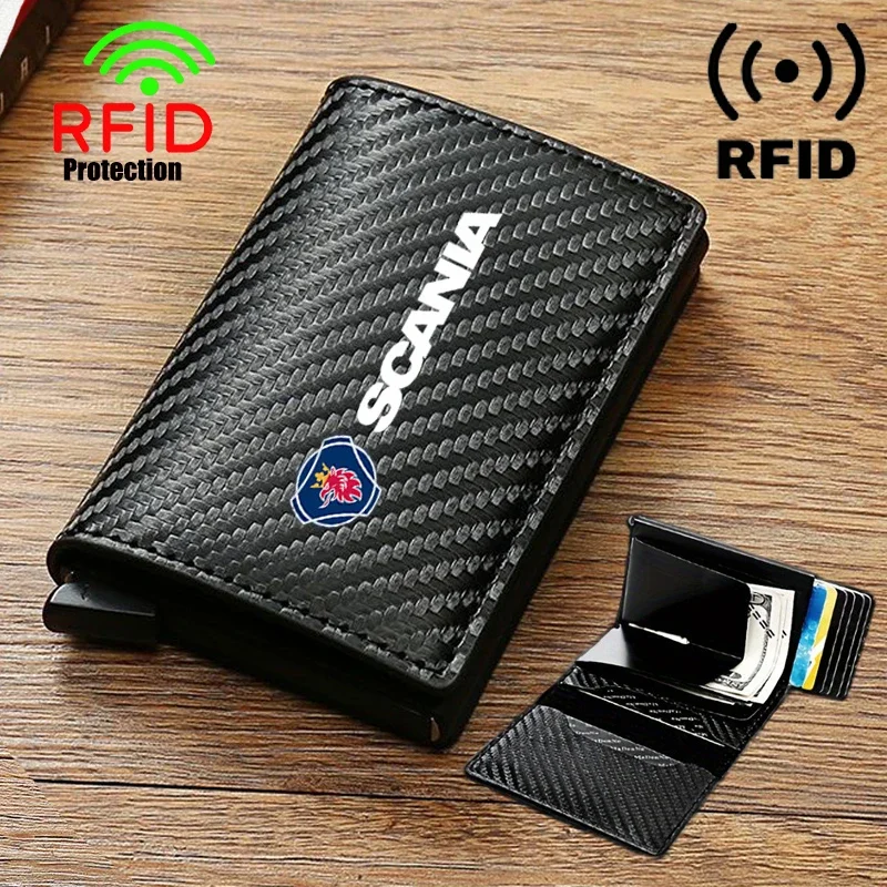 Anti Thief Rfid Credit Card Carbon Fiber Leather PU Men Wallet Gifts For Scania K250 K280 K310 K320 K490 SERIE 93 9000 Auto