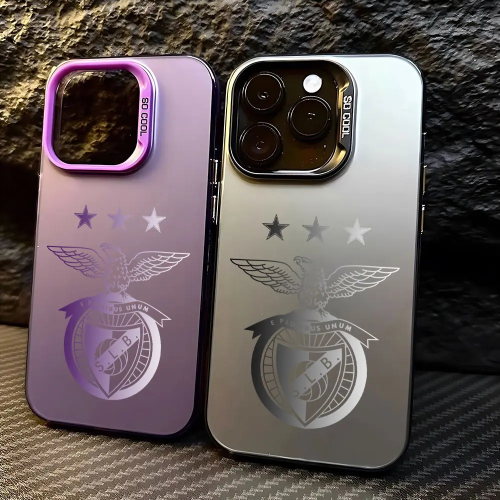 Capa de Celular S-Sport com Logotipo do Benfica e Sporting para iPhone 17, 17e, 16e, 16, 15, 14, 13, 12, 11 mini, Pro Max, X, XR, XSMAX, 8, 7, Air, Plus