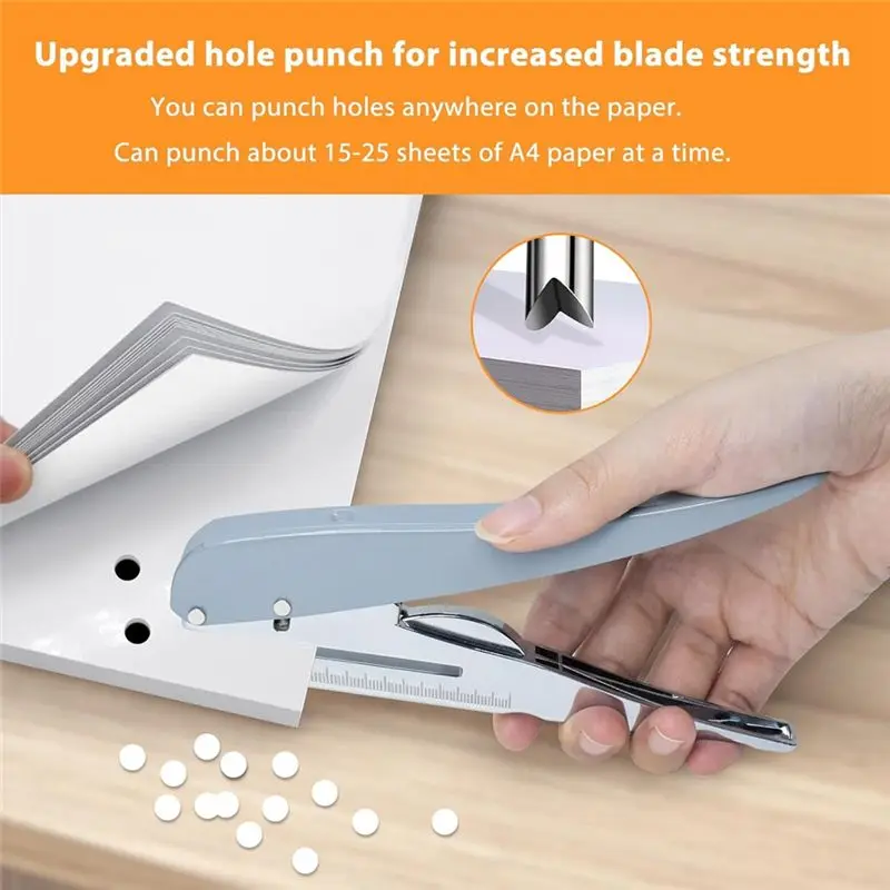 ABLG Single Hole Punch, Heavy Duty Hole Puncher Single, Paper Punch Portable Hand Held Long Reach Hole Punch