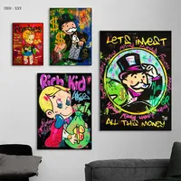 Street Graffiti Monopoly Art Canvas Painting Richie Rich Kids Monopoly Dollars Money Wall Art Posters Catoon Picture Home Decor