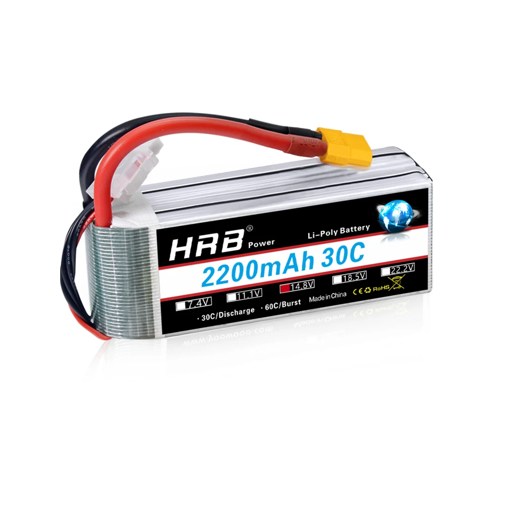 HRB 4S 2200mAh Lipo Batterij 14.8v RC Batterij 30C met XT60 Connector 105*34*32mm voor UVA Fpv Drones Vliegtuig RC Truck RC Auto