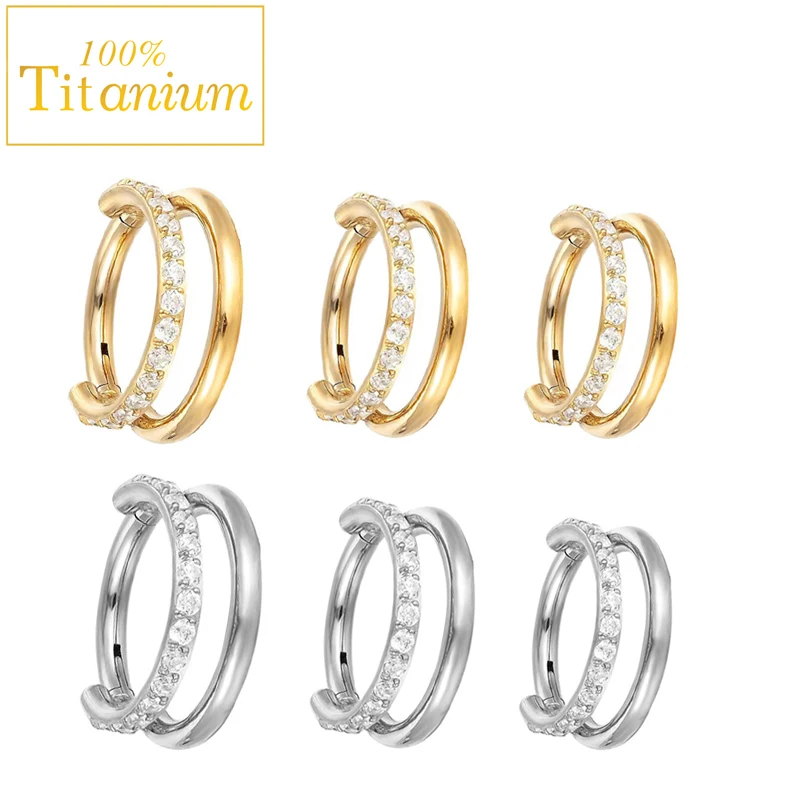 

ASTM F136 Titanium 16G CZ Row Conch Cartilage Hoops Daith Tragus Helix Rook Lobe Earrings Septum Piercing Hinged Segment Clicker