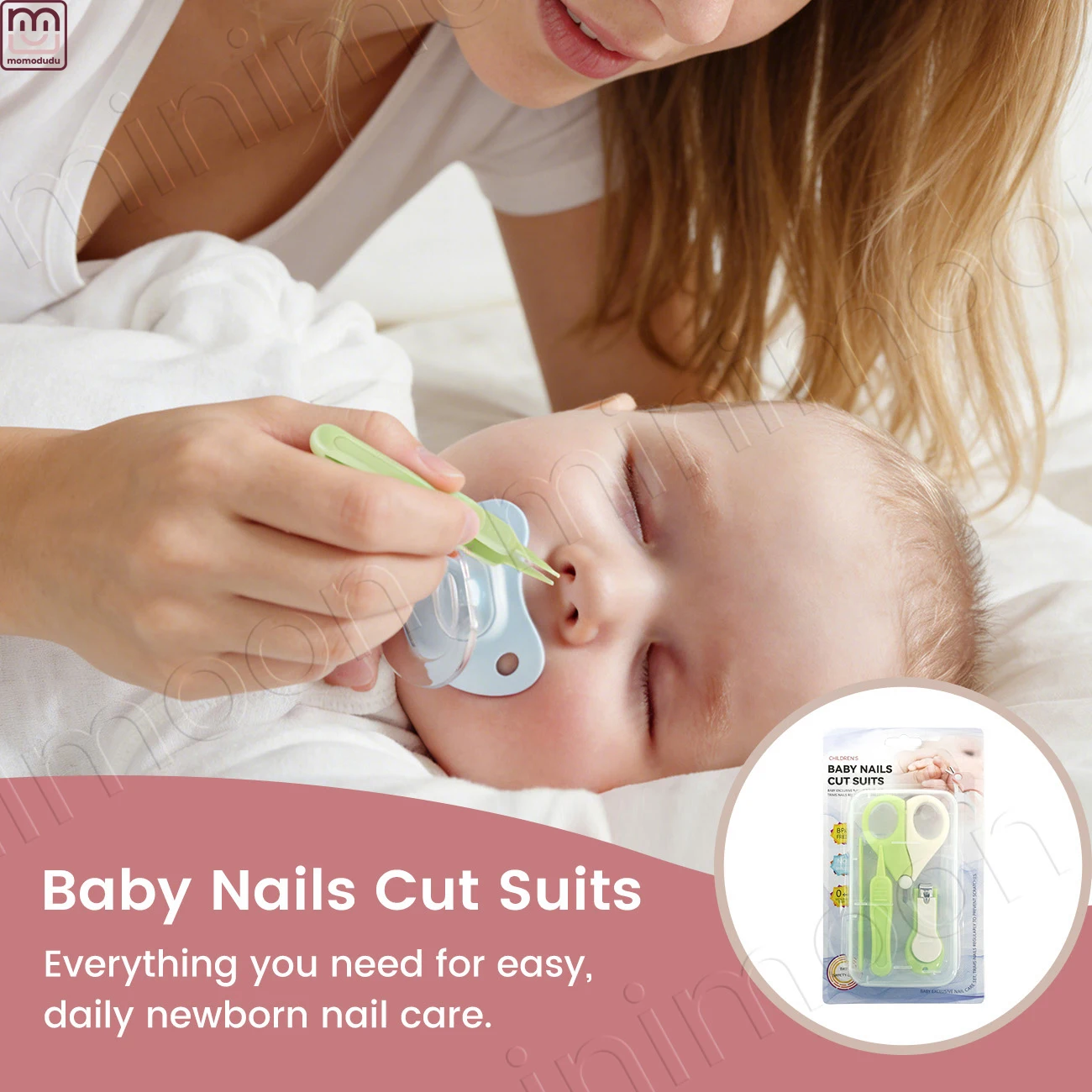 

Набор для ухода за ногтями новорожденных из 4 предметов: безопасные ножницы, пинцет и кусачки в портативном футляре