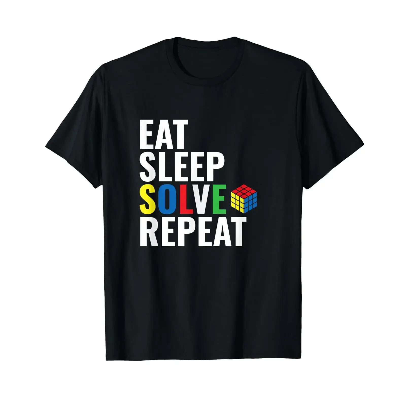 Eat Sleep Solve Repeat Speed Cubing Puzzle Cube T Shirt vintage Washed Comfortable Stylish streetwear homme Breathable Slightly