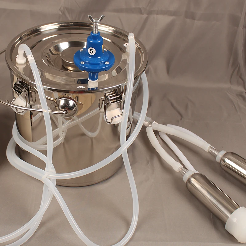 Strosen Farm Equipment 6L Stainless Steel Automatic Cow Milking Machine Portable Sheep Goat Milking With Vacuum Pump Cows Goats
