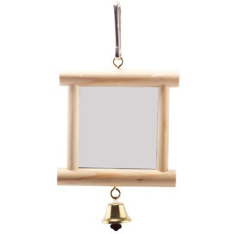 Wooden Mirror Platform Ladder Bird Parrot Toy Supplies with Mirror Stand