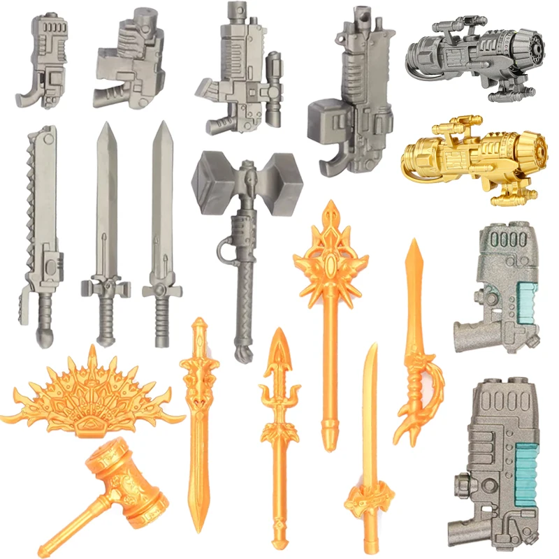 MOC Medieval Building Blocks Imperial War Soldier Weapon Accessory Laser Blaster Gun Sword Magician Golden Hammer Dart Brick Toy