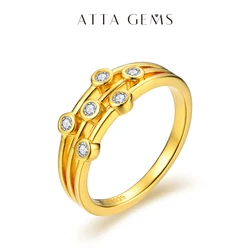 ATTAGEMS New Round Cut 2mm Bubble Moissanite Ring D/VVS1 Color for Women 925 Sterling Silver Luxury Wedding Band Fine Jewely