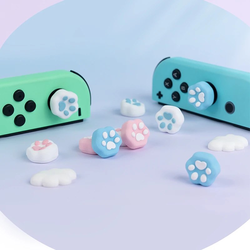 Capa protetora para nintendo switch oled ns lite joy-con controlador miniaturas capa de proteção de aperto de vara de polegar macio pata de gato