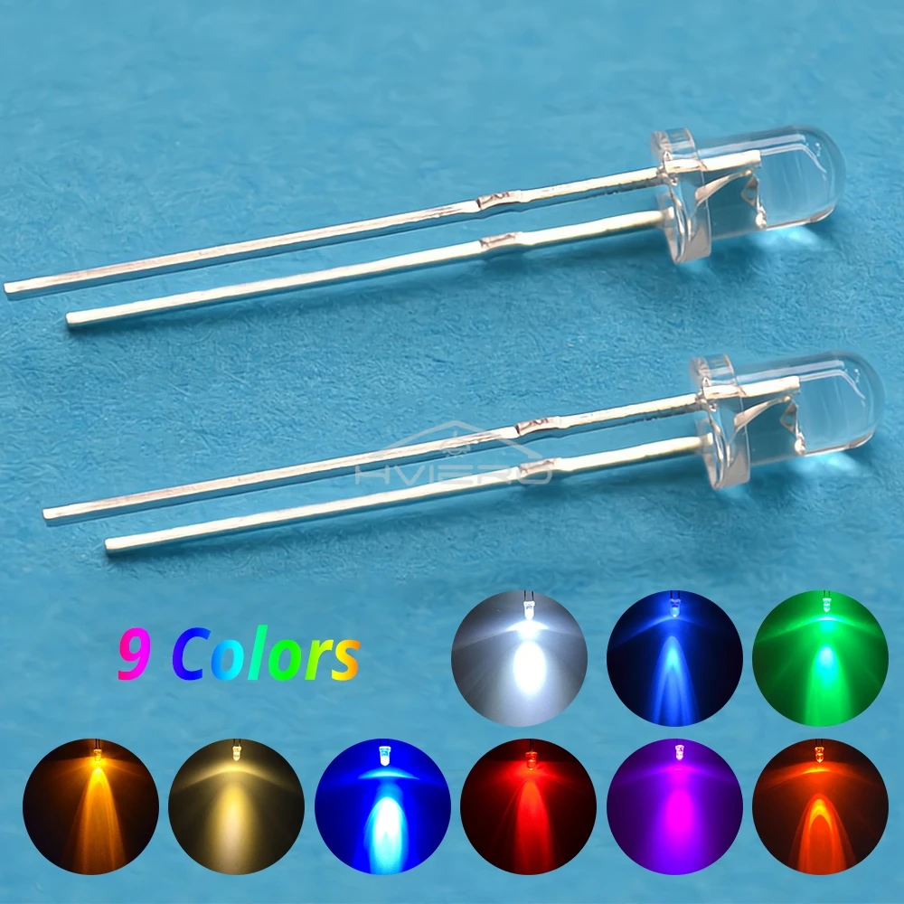 10/20X F3 3mm Round White Red Green Blue Water Clear Diode LED Assortment Kit Ultra Super Bright Light Emitting Diodes Bulb Lamp
