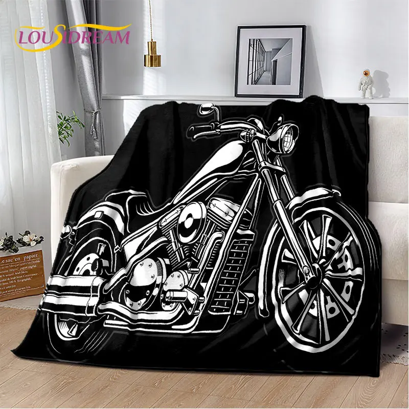 3D Retro Vintage Motorcycle USA Soft Plush Blanket,Flannel Blanket Throw Blanket for Living Room Bedroom Cover Beds Sofa Picnic