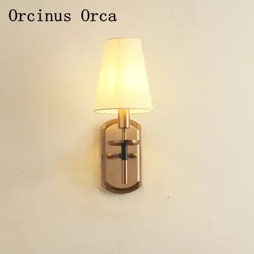 American simple white wall lamp living room corridor bedside lamp Nordic modern creative LED cloth wall lamp free shipping image 4