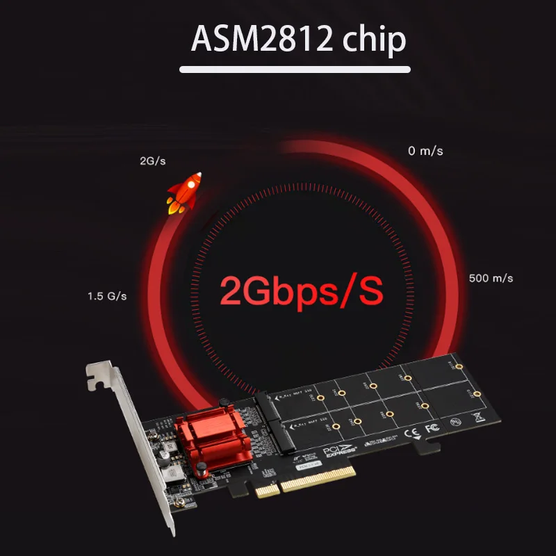 Para o desktop adaptador de expansão pcie3.1 x8 dupla m.2 expansão cartão de jogo pci-e riser cartão pcie conversor nvme acessórios do computador