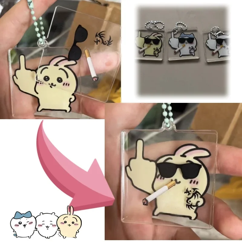 Super Cool Kawaii Japanese Acrylic Keychains Ring for Accessories Bag Pendant Key Chain ハチワレ ちいかわ Jewelry Fan Love Gifts