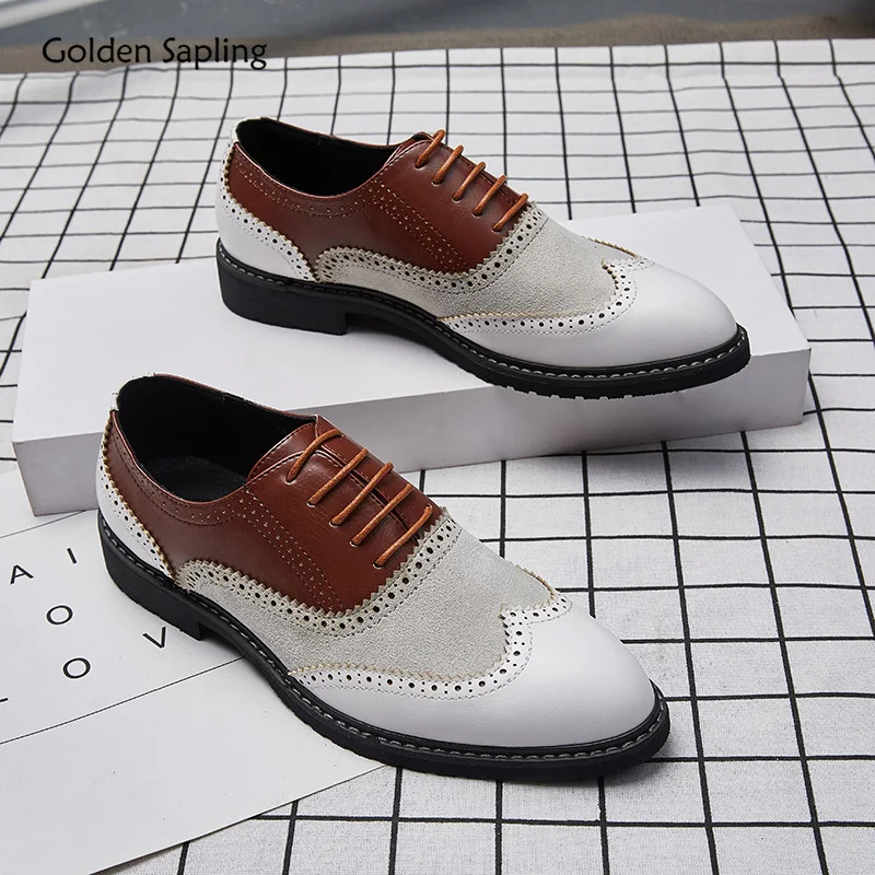 Golden Sapling Retro Brogue Shoes Men\'s Oxfords Elegant Dress Flats for Men Fashion Party Footwear Casual Business Formal Shoe