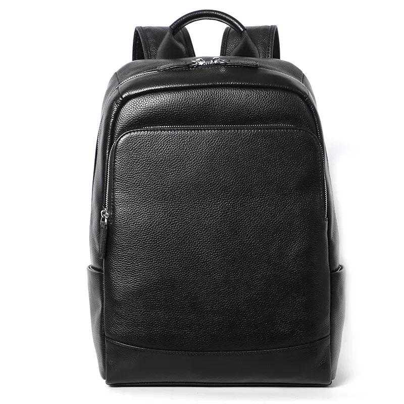 Mn-Sac à dos en cuir véritable pour homme, grande capacité, sac pour ordinateur portable décontracté