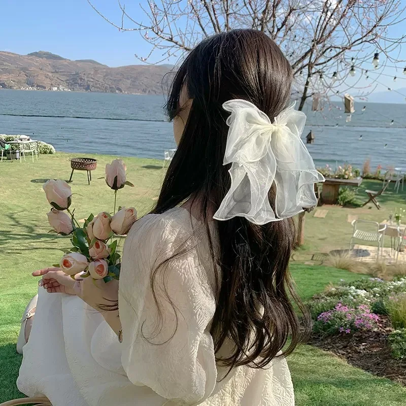 

Fairy Girl Lace Bow Hair Clip Spring Summer High-End Feeling Hair Accessory for Women