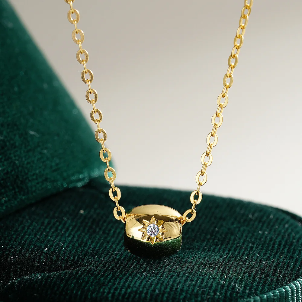 

Luxury 100% Real 18k Gold Women's Passepartout Transfer Bead Pendant Moissanite Diamond Necklace