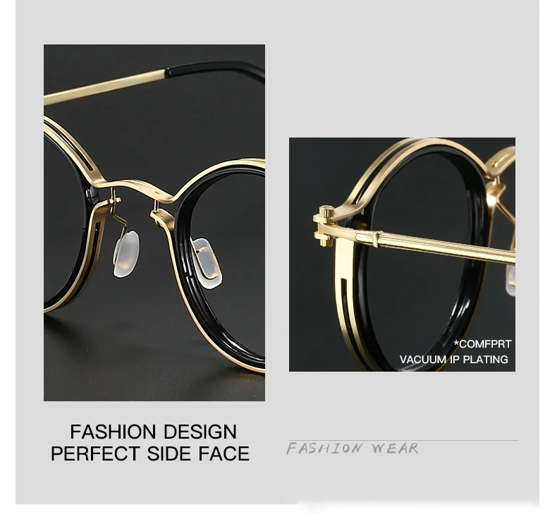 Vintage Lesebrille Anti Blaues Licht Gläser Männer Luxus Runde Rahmen Presbyopie Brille Klare Linse Männer Frauen Metall Gläser – Detail 4