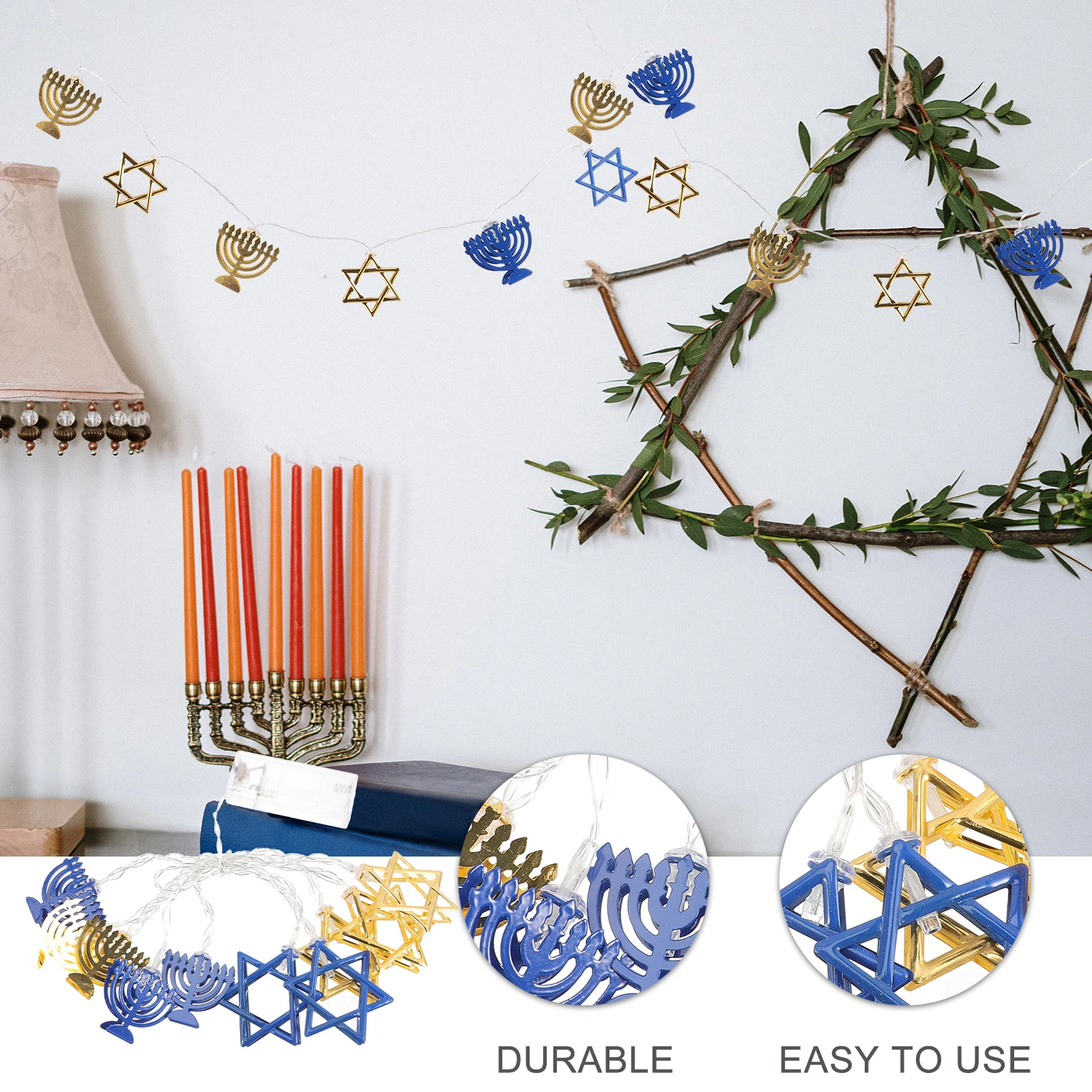 

Operated Hanukkah Star String Light LED Fairy Light for Indoor Decor Kids Room Living Room Holiday Party Decoration