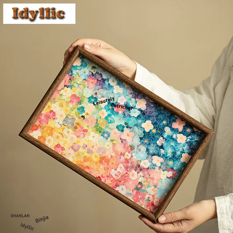 

Oil Painting Style Floral Square Tea Tray Snack Plate Coffee Storage Board Teapot Mat Dishes For Serving Tea Ceremony Supplies