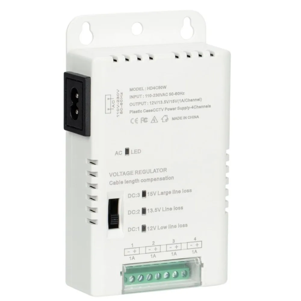 4/8/16 Channels CCTV Camera Power Supply 90V-264VAC Input Adjustable Switching Power Supply Distribution 12V-13.8-15VDC Output
