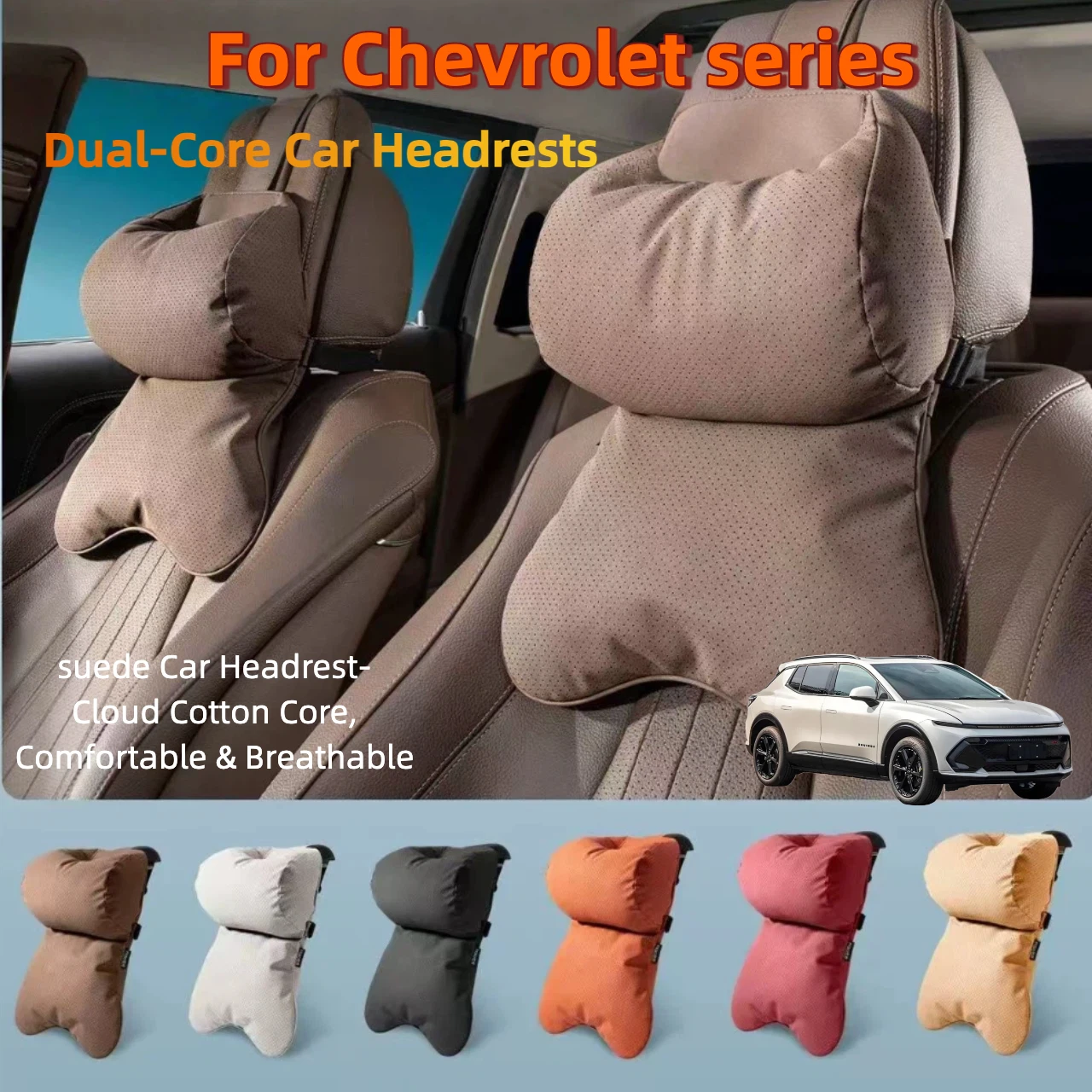 Dual-Layer Breathable Car Headrest For Chevrolet series Double Layer Neck Shoulder Support 4 Seasons Univers
