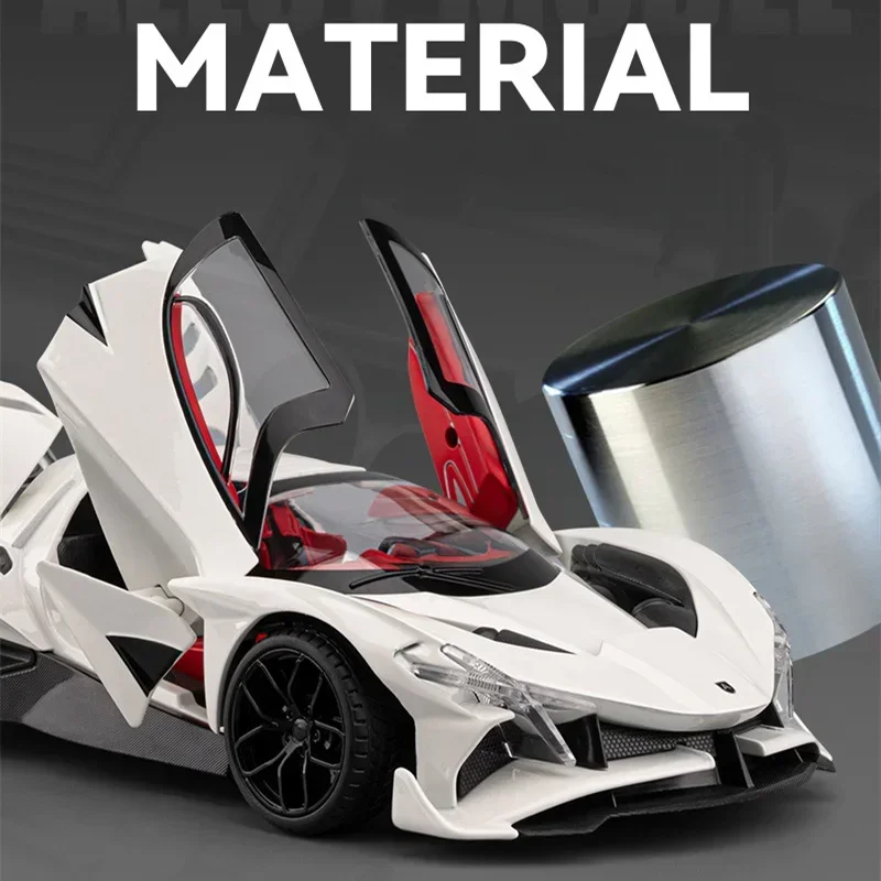 1:18Apollo Project EVO Alloy Sports Car Model  Diecast Metal Concept Racing Car Vehicle Model Sound and Light Childrens Toy Gift