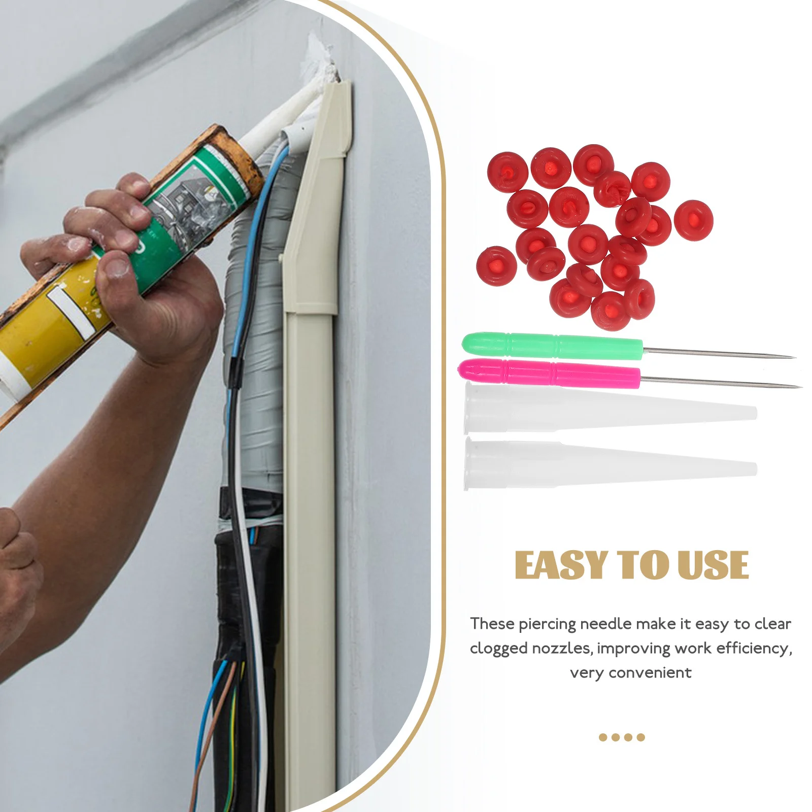 

1Set Glass Glue Accessories Kit Latex Caulk Caps Reusable Tube Sealer with Piercing Needles for Adhesives Sealant Storage Home